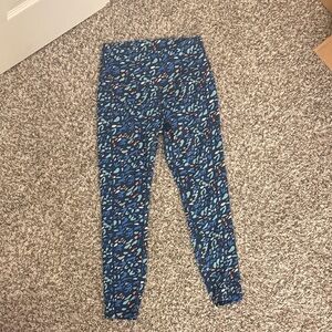Vibrant Blue Patterned Kids Leggings